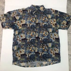 KAHAL SILK Men's Hawaiian Animals Shirt size‎ XL
